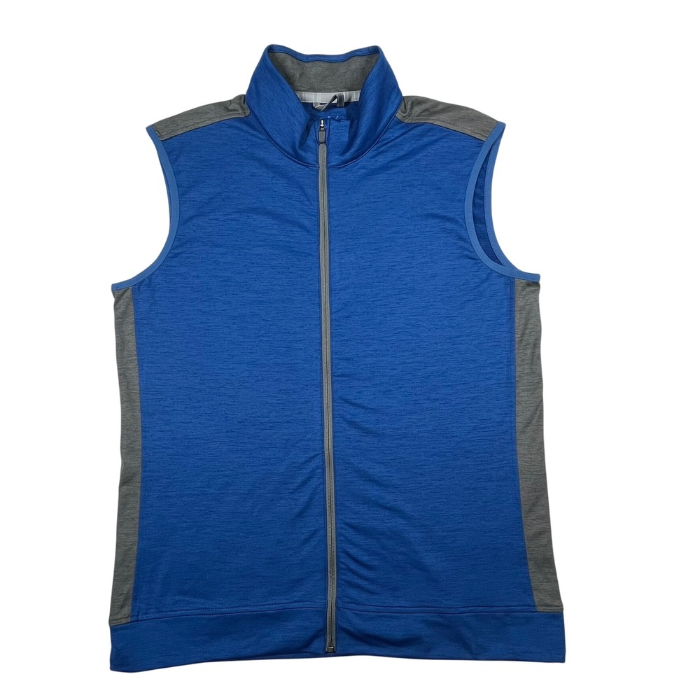 Puma Full Zip Vest Mens Medium Blue Grey Heathered Sleeveless Activewear 599130